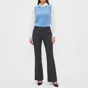 Ann Taylor $119 Charcoal Gray Flare Pants 8 W 16-17” R 10” I 32” EUC Rayon blend